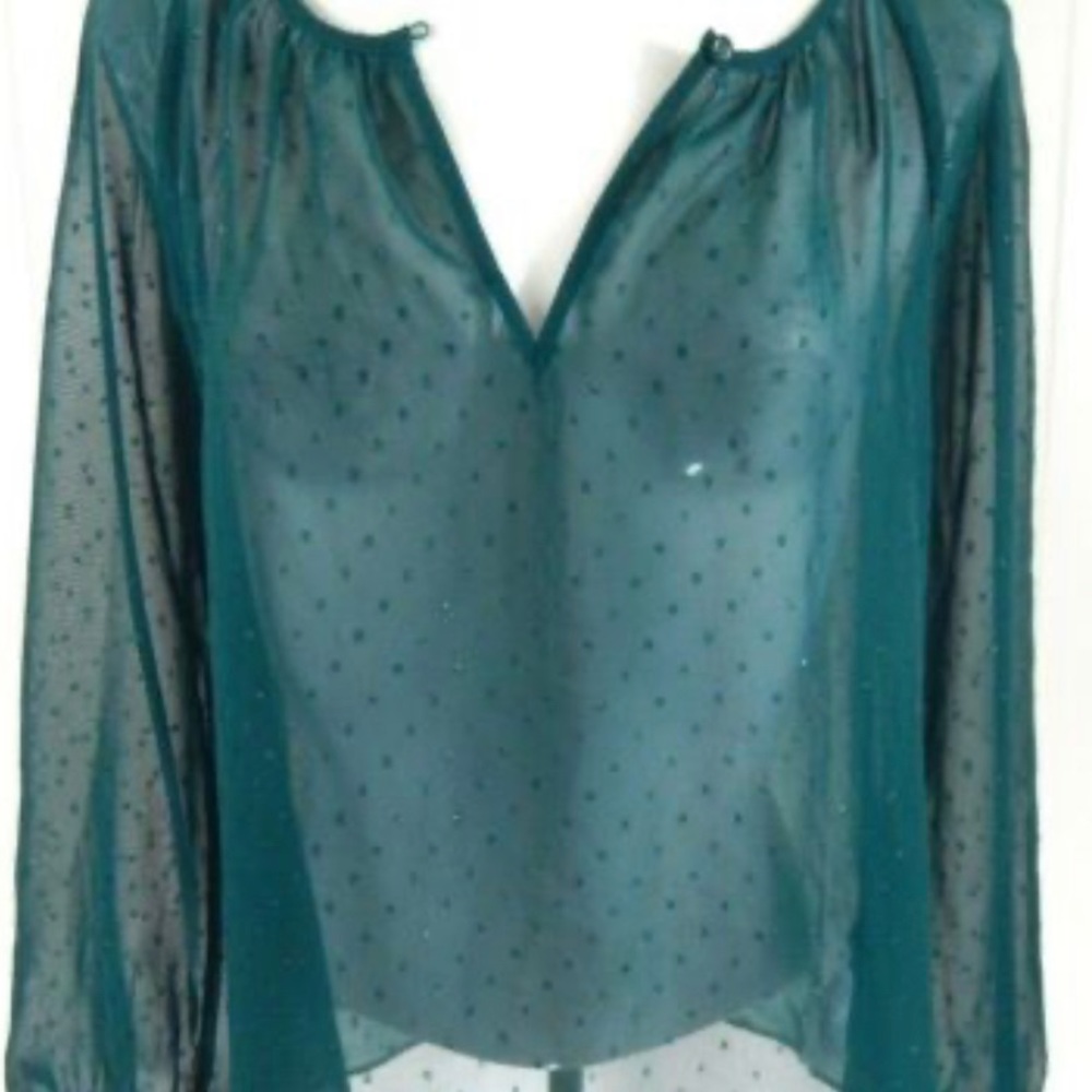 JCrew point sur green popover chiffon top